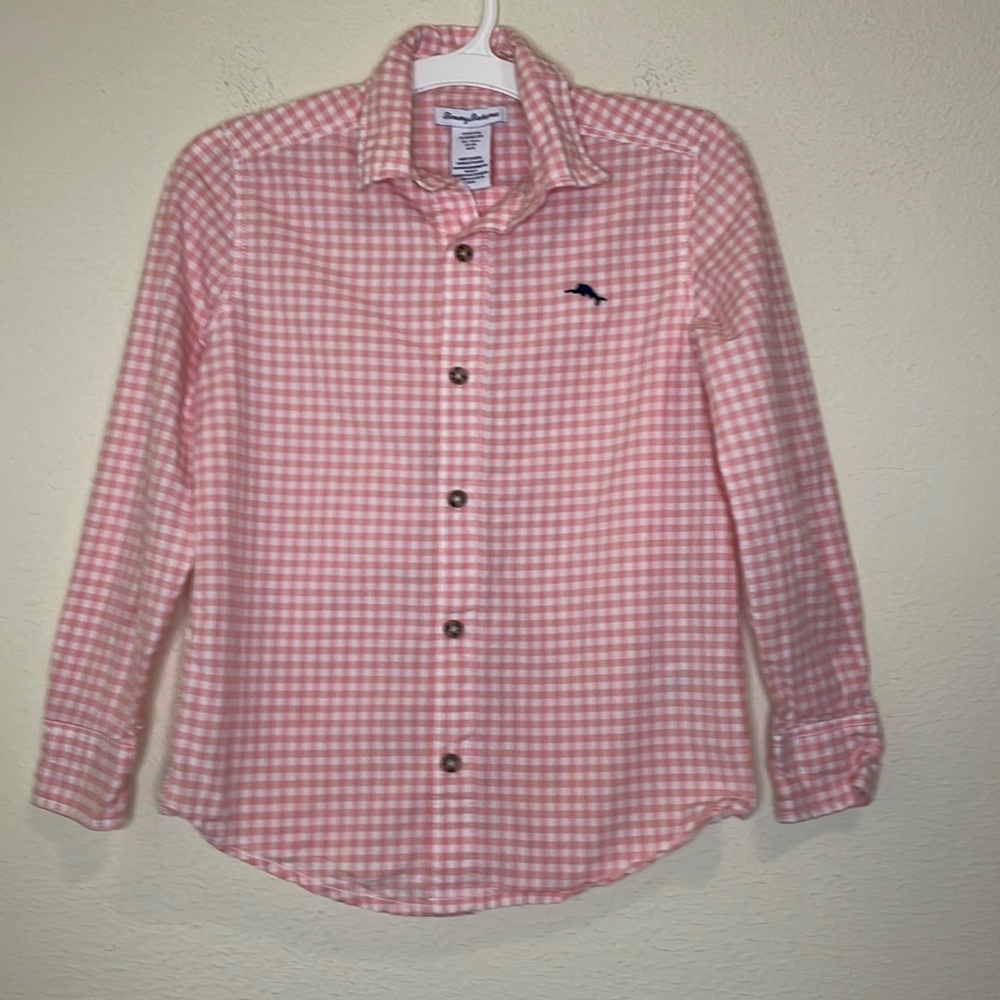 Tommy Bahama Pink and White Button Down Shirt Size Medium